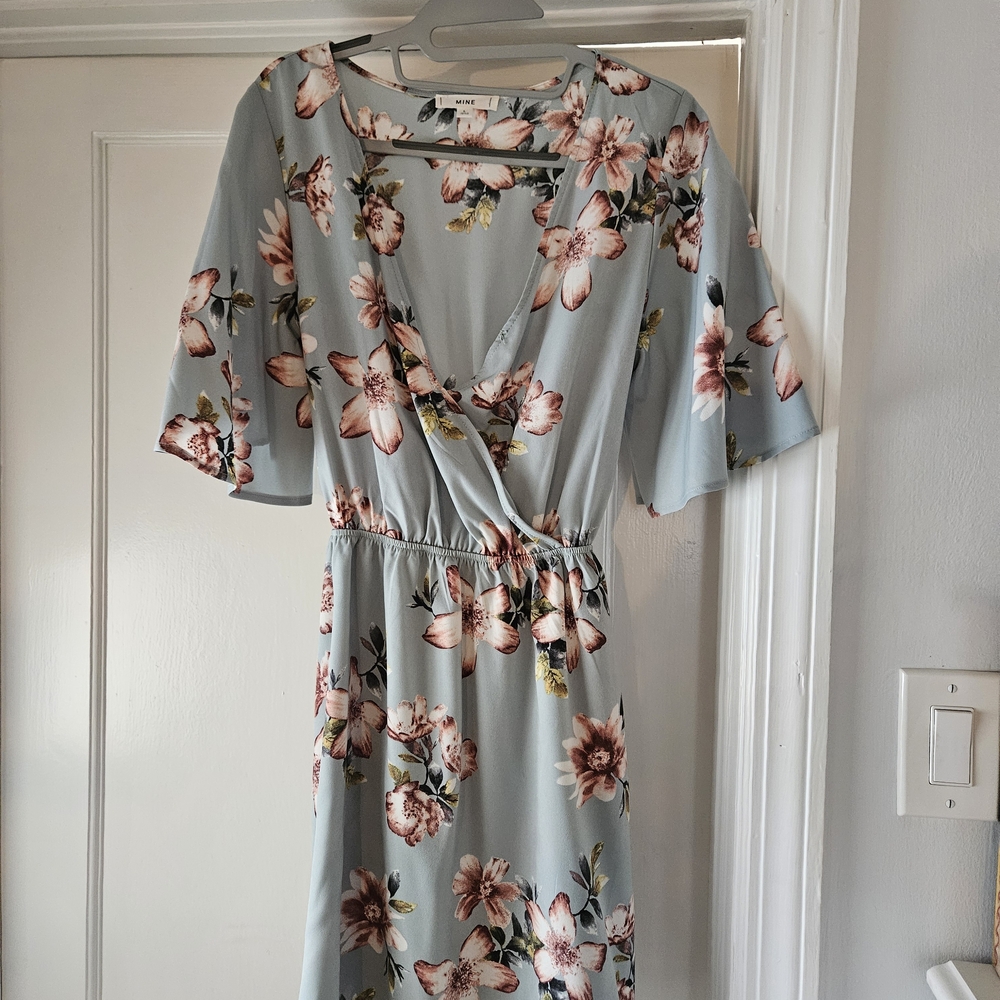 Mine Floral Midi Dress in Blue and Pink
